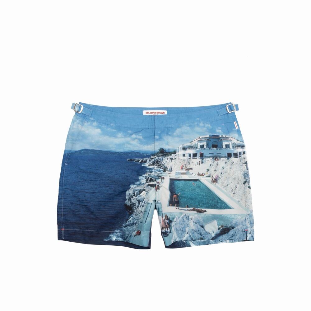 $395 ORLEBAR BROWN Bulldog Roc Pool II Slim Aarons Swim Shorts Blue Size 36